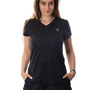 T-shirt z konopi - damski (czarny) LiRoyal