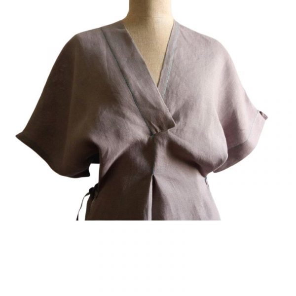 Krótka sukienka z konopi w kolorze lawendowym Leniwy